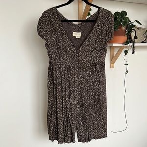 Denim & Supply Button Down Babydoll Brown Floral Print Dress | M